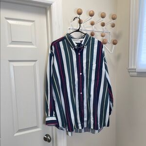 Harbor Bay - Vintage 90s Vertical Striped Baggy Long Sleeve Button Down - 2X